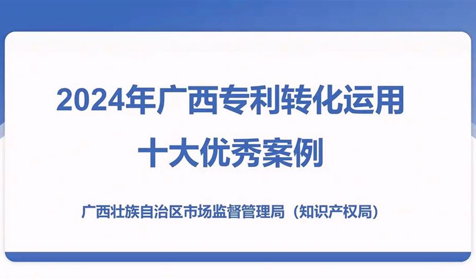 西牛皮榮獲2024年廣西專利轉化運用十大優(yōu)秀案例